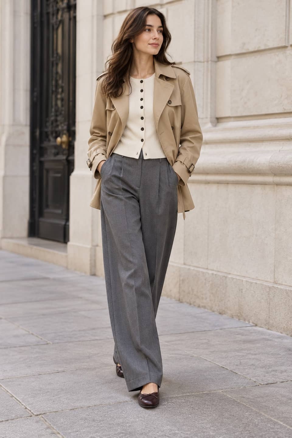 Simulazione AI indossata: Crema e tailoring, giorno di presentazione